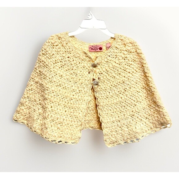 Anthropologie Hand Knit By Dollie Chunky Sweater Poncho Diamond Button OS - Picture 3 of 10